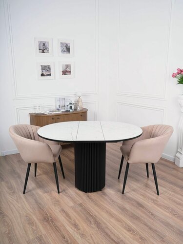 Изображение товара Стол кухонный раздвижной круглый Веста 100(130)х100см Азул3124ОпЧерная