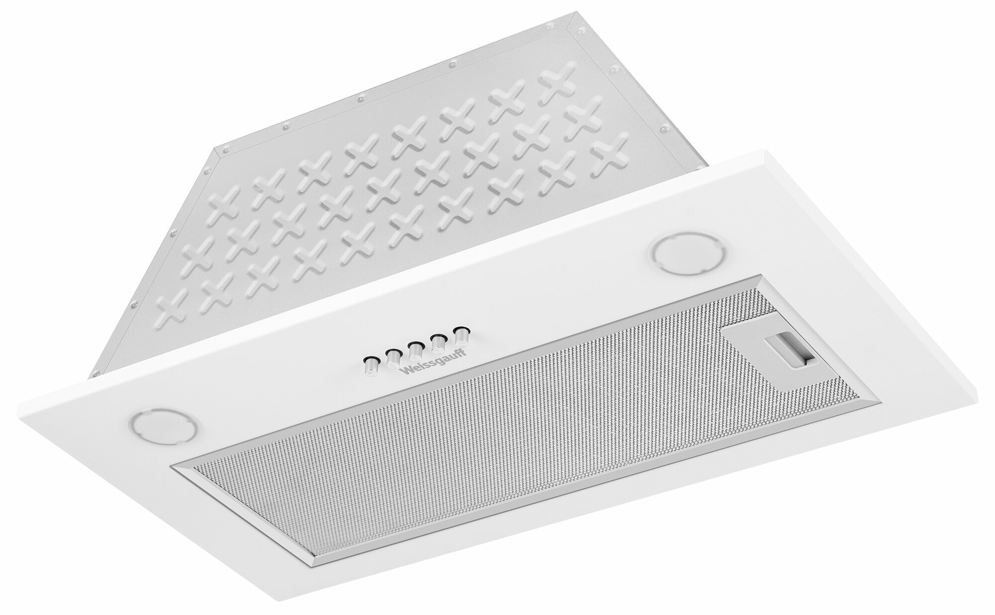 Кухонная встраиваемая вытяжка Weissgauff Arum 600 PB White Enamel Алюминиевый жировой фильтр Низкий уровень шума