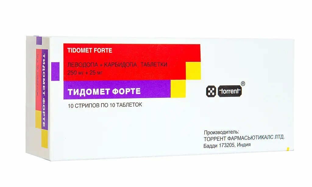 Тидомет Форте таблетки 250 мг+25 мг 100 шт