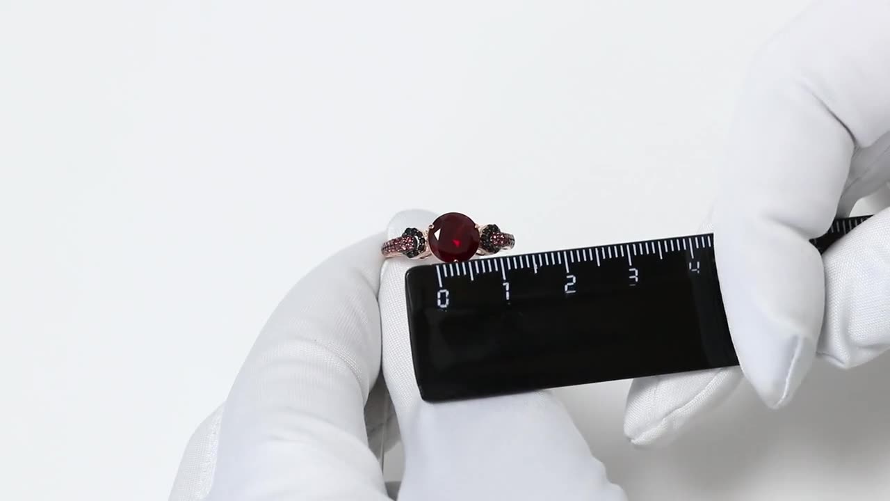 Кольцо Diamant online, серебро, 925 проба, золочение, турмалин, гранат, кристалл, размер 20, красный — фото 1