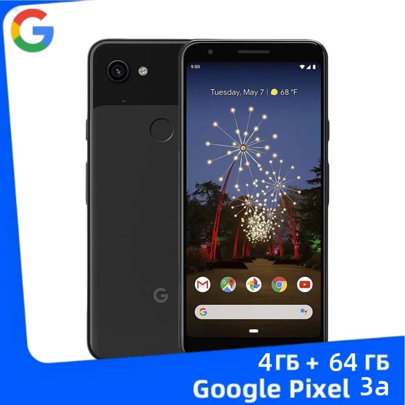 Google Смартфон Pixel 3a 4/64 ГБ NFC Qualcomm Snapdragon 670 Глобальная система, поддерживающая российский чёрный