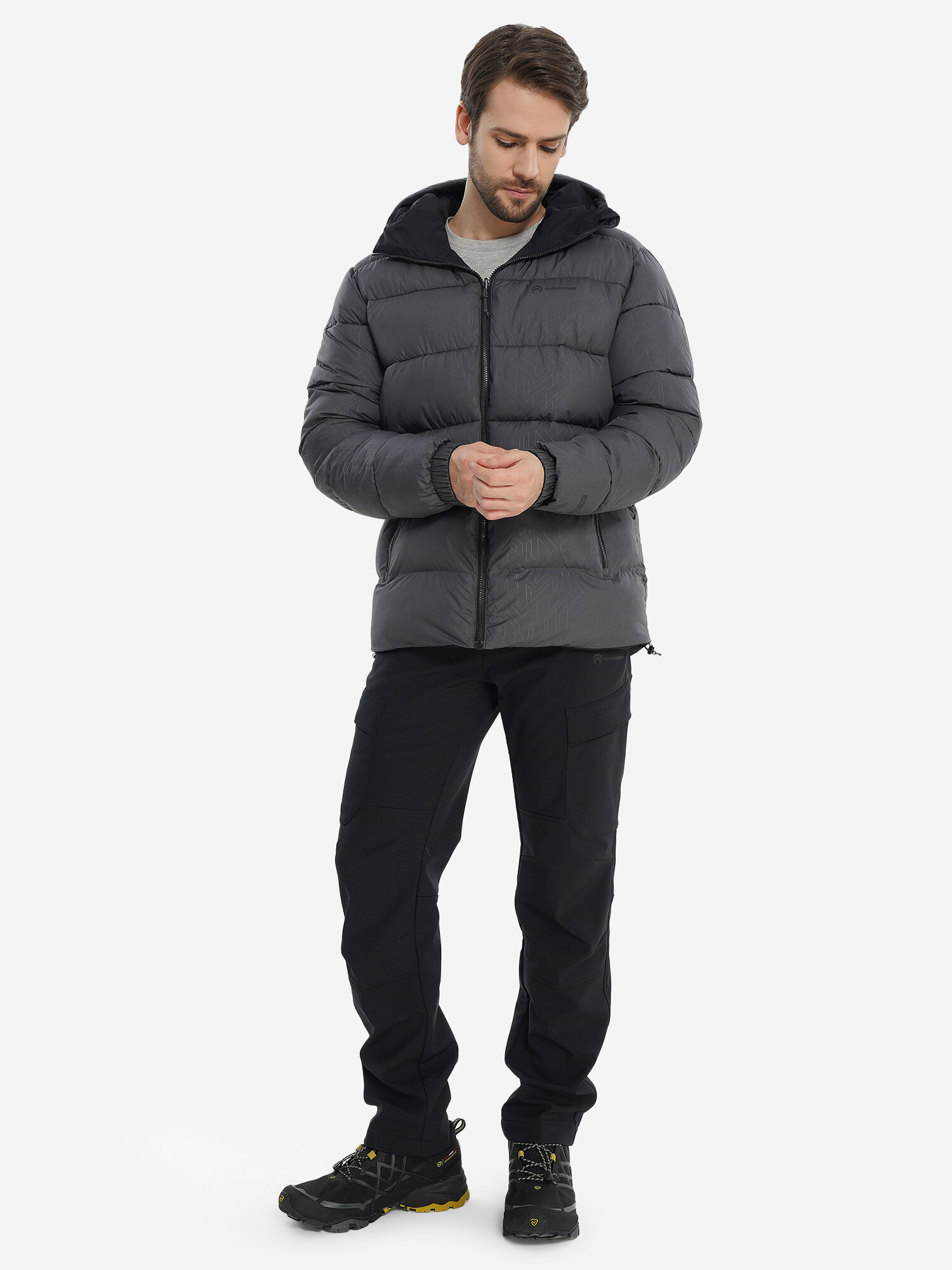 Пуховик OUTVENTURE, размер 56-58, серый — фото 1