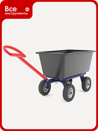 Изображение товара Тележка дворника и садовника с поворотной осью RUSKLAD ТДС П, пневматические колёса, пластиковый кузов, прямая рукоятка