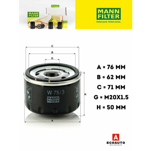 Фильтр масляный Renault, Nissan, Mitsubishi, Opel, LADA (Largus) - OEM 7700274177 7711945897 8200768913 W753