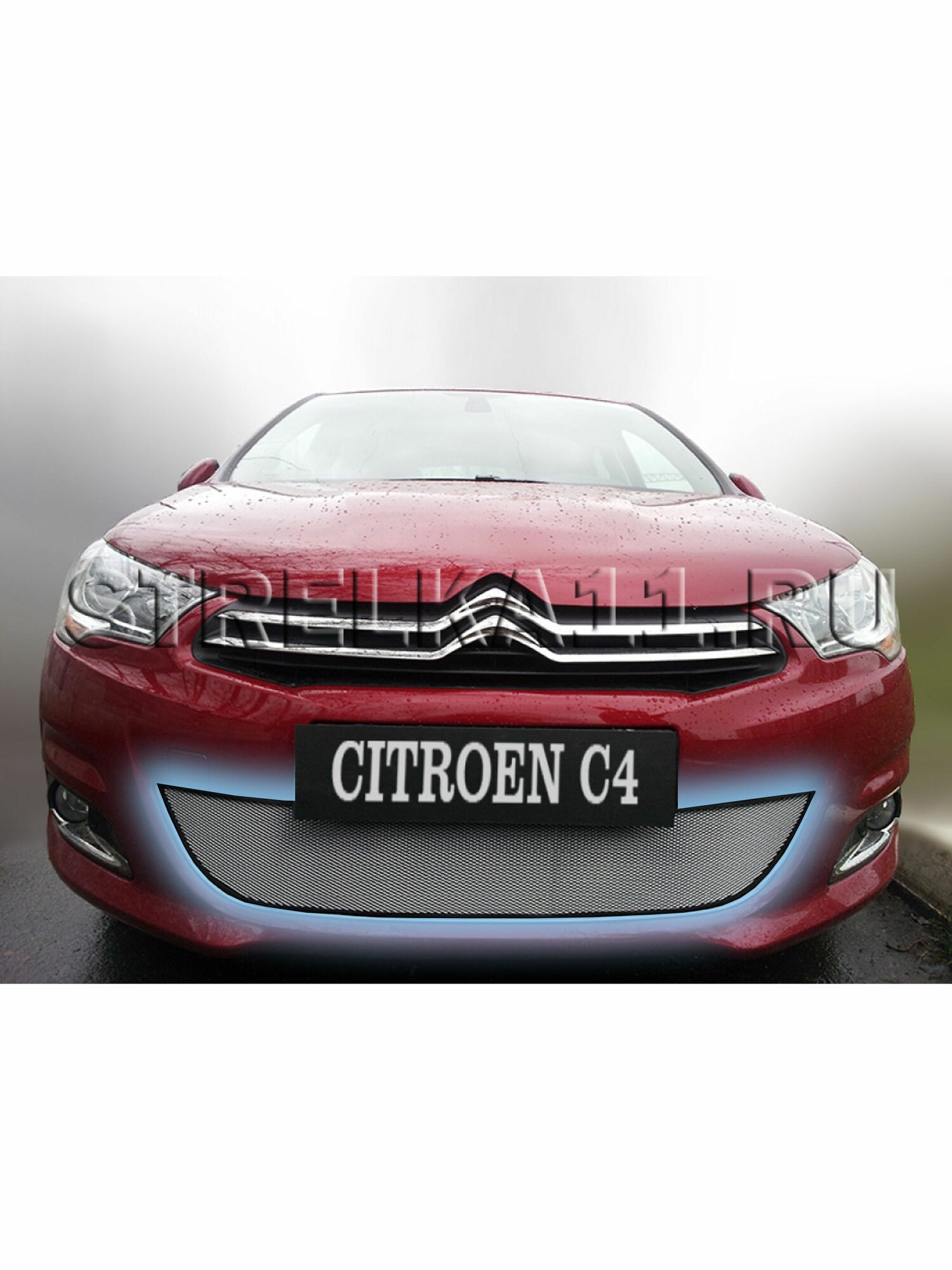 Защитная сетка радиатора хром Citroen C4 (2010-2016) только для Хэтчбека / съемная решетка на бампер Ситроен С4