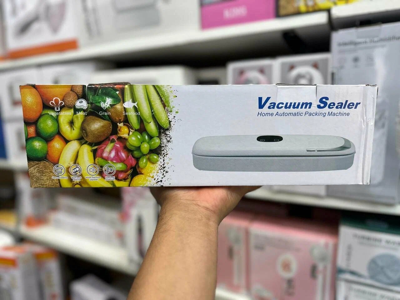 Вакуумный упаковщик для продуктов, с запайкой, с пакетами, белый — фото 1