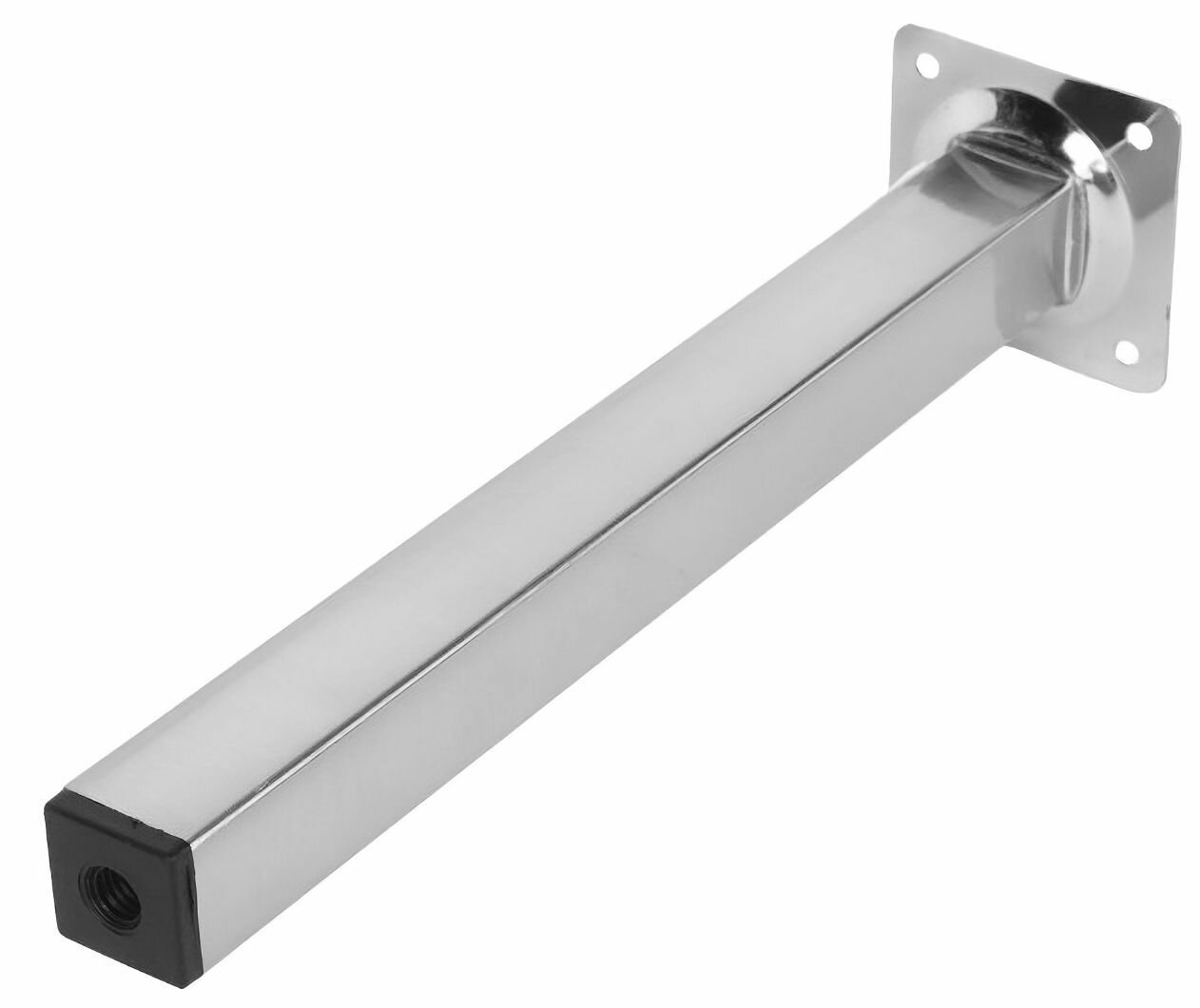 Ножка квадратная 250х25х25 мм цвет никель. Позволит надежно зафиксировать подставки консоли столики лавки табуреты на неровном основании