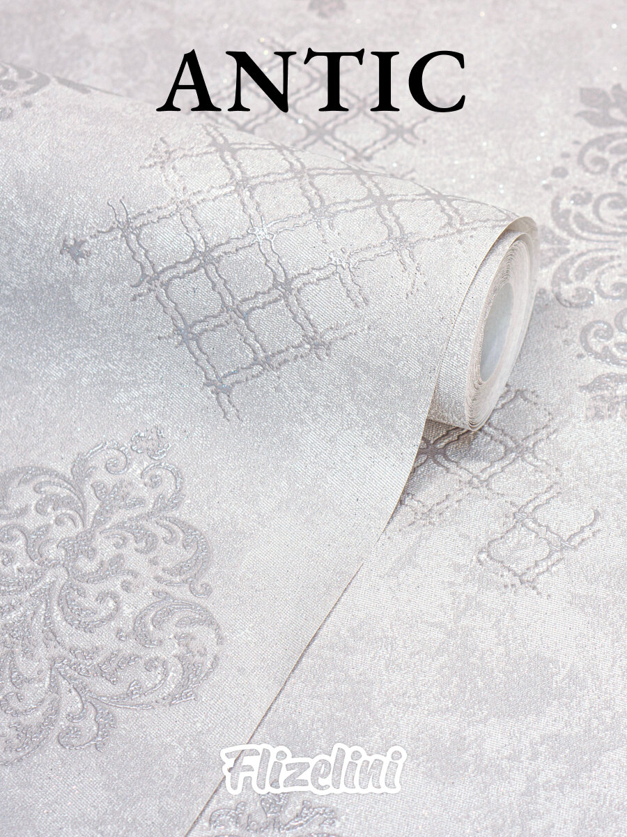 Обои флизелиновые орнамент серый антивандальные моющиеся 106 м Antic (Flizelini 2032-63)