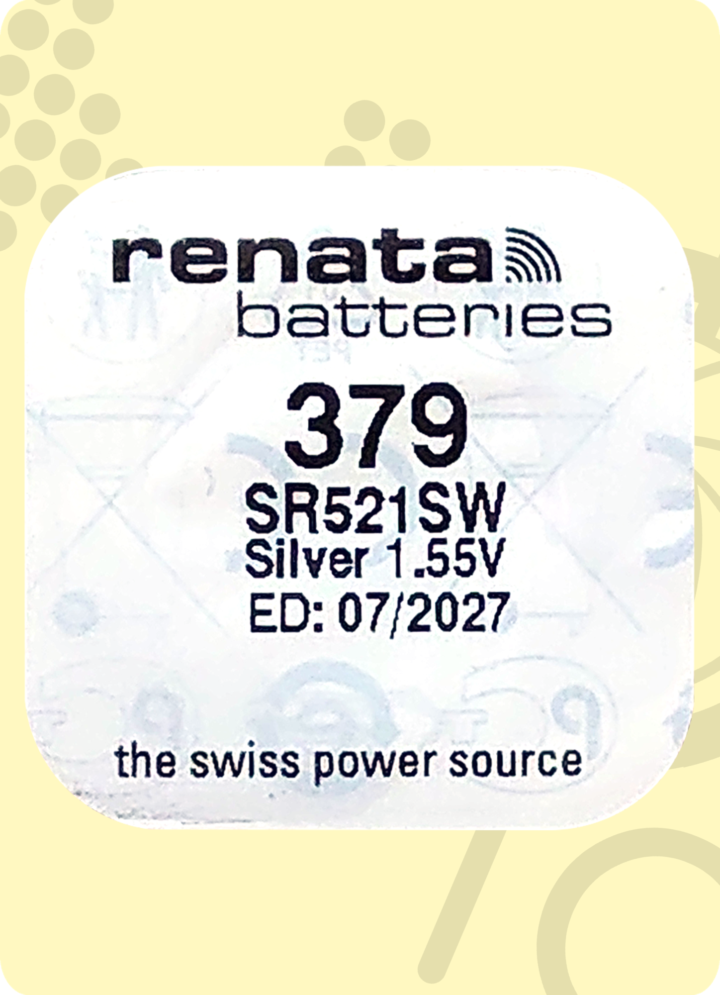 Renata 379 (SR521SW) | 1.55 Вольт, Оксид Серебра (silver oxide) батарейка - 1шт.