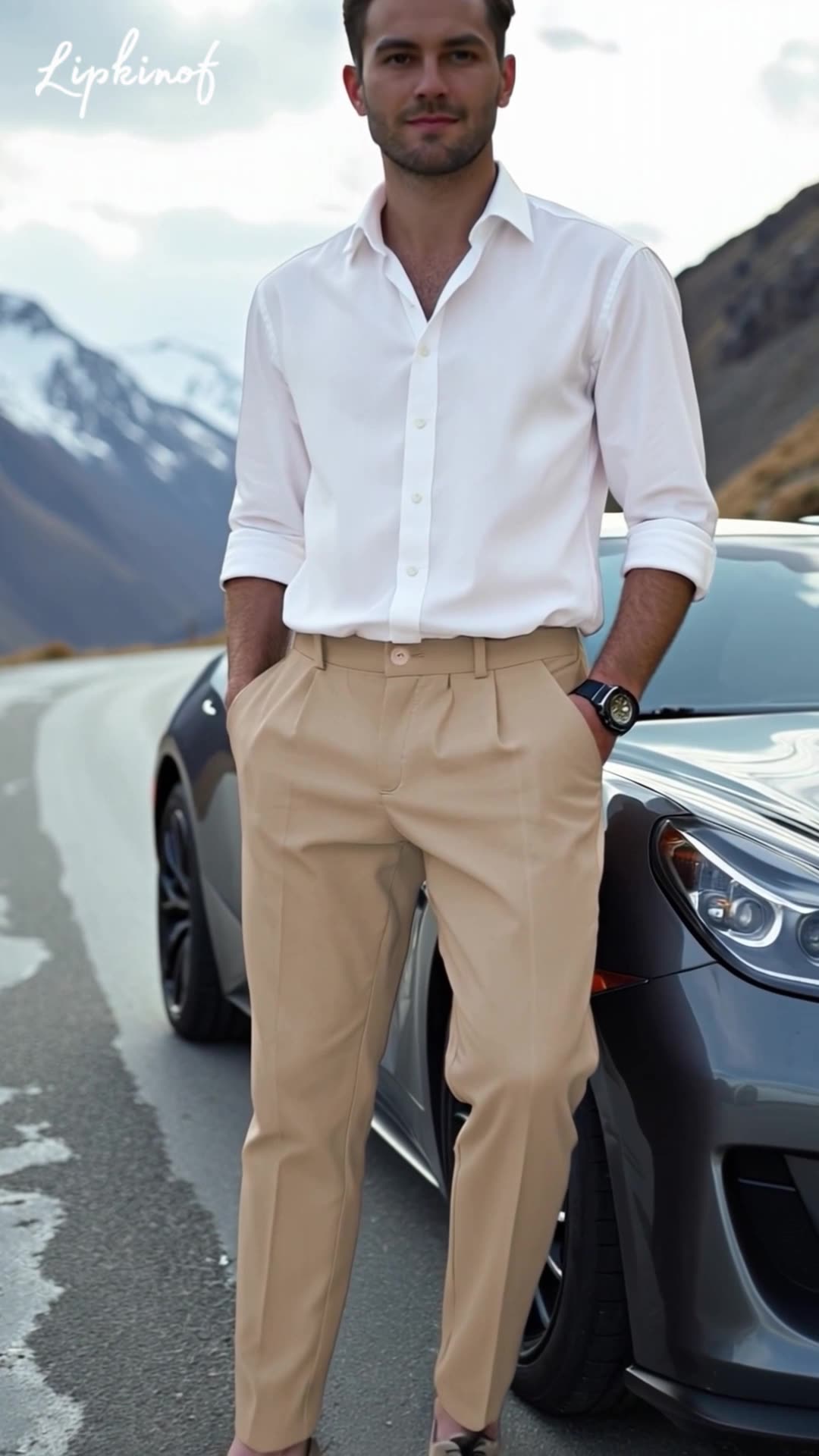 Брюки lipkinof, размер 34, бежевый — фото 1