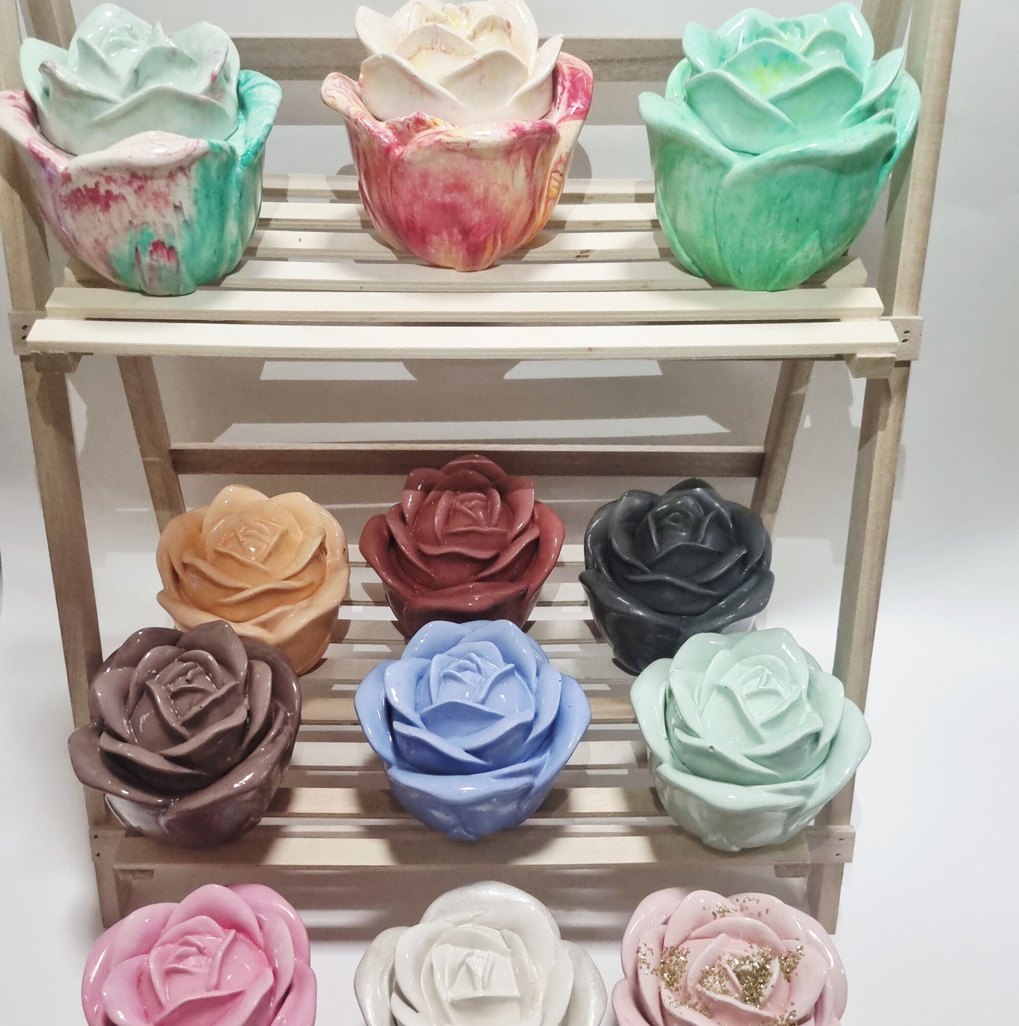 Гипсовая шкатулка "Роза", для украшений, коричневая, фигурная, 9х10,5х10,5 см — фото 1