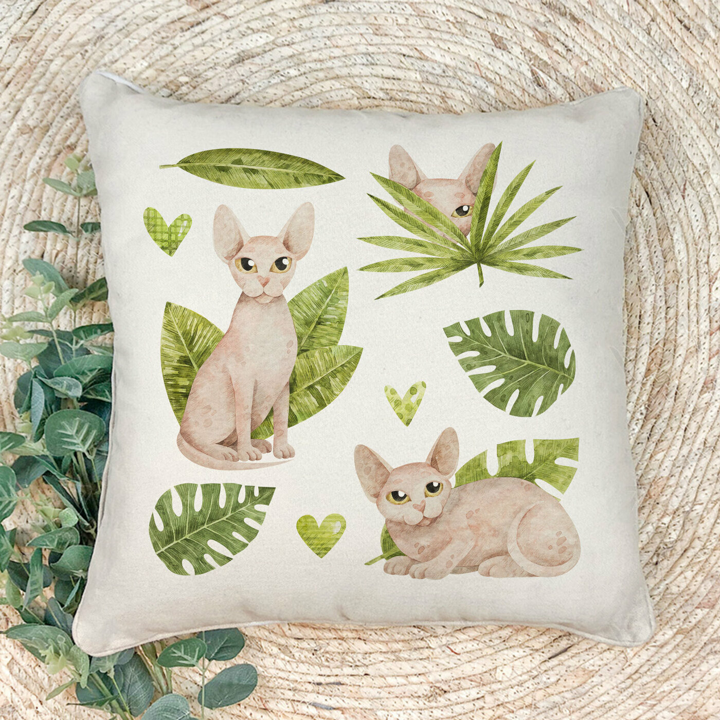 Наволочка для декоративной подушки Gerasim "Сфинкс в зелени", 41х41 см, эко-ткань хлопок/полиэфир