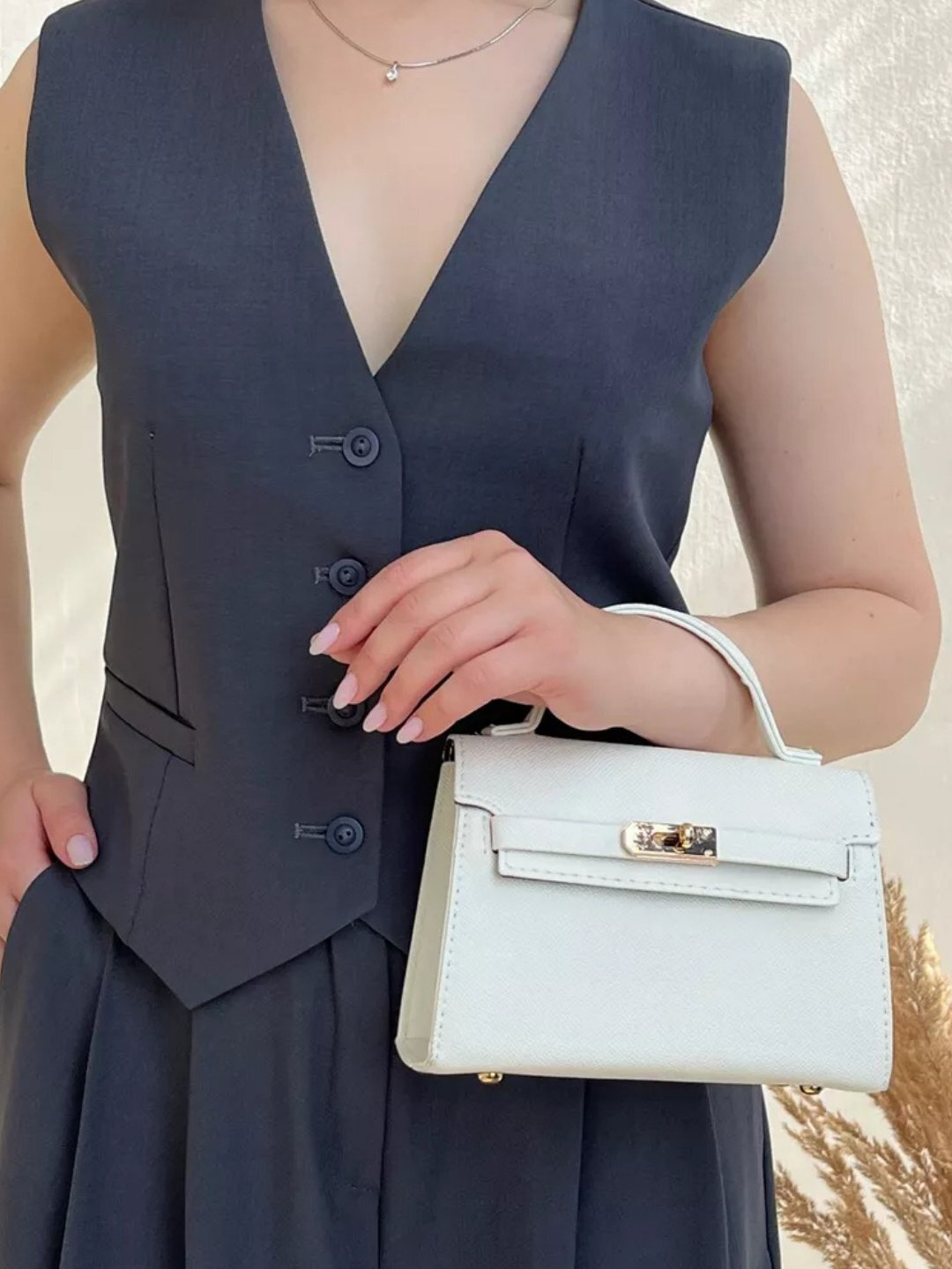 Сумка  Мини-сумка Hermes Kelly Style, белый — фото 1