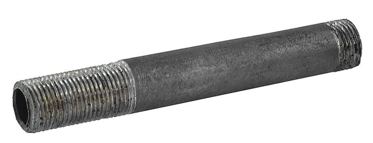 Сгон КАЗ Ду15 прямой удлиненный наружная резьба из стали с оцинкованным покрытием диаметр 1/2дюйма длина 150мм / водоснабжение