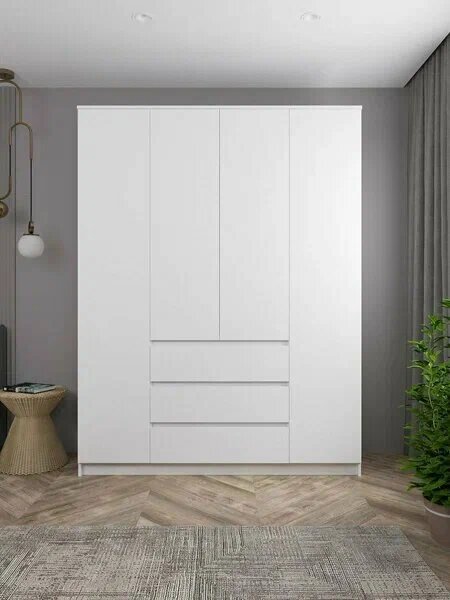 Шкаф распашной 4 створки МШ 1600.1 модульная система Мори Белый 210х160,4х48 см