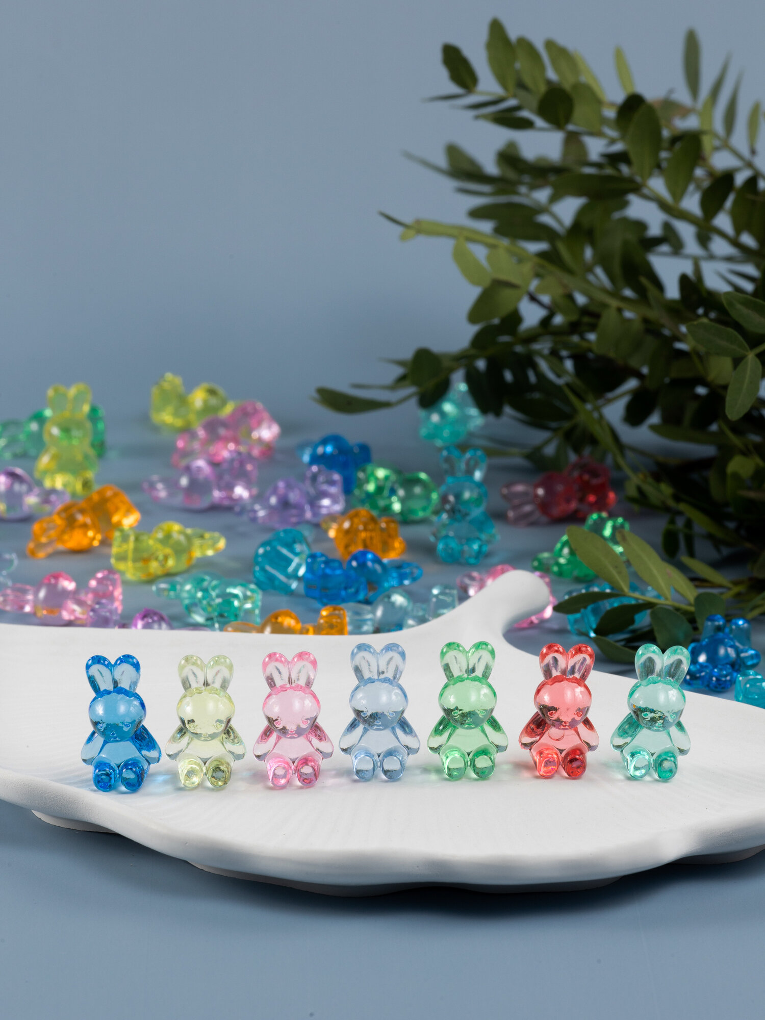 Детские игрушки фигурки «Кролики мини» 50 шт, акриловые кристаллы для игр, декора и творчества, COLOR Si — фото 1