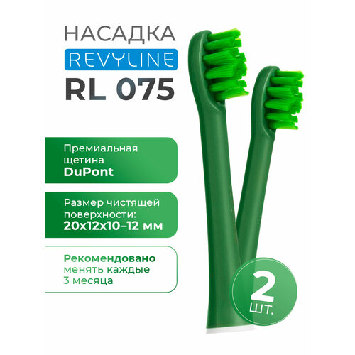 Сменные насадки для электрической зубной щетки Revyline RL 075 Special Color Edition Green Snake, 2 шт.
