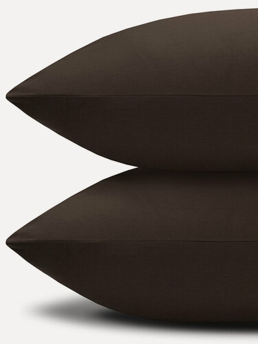 Изображение товара Комплект из двух наволочек 70*70 см Monocolor шоколад/ сатин - страйп/ хлопок