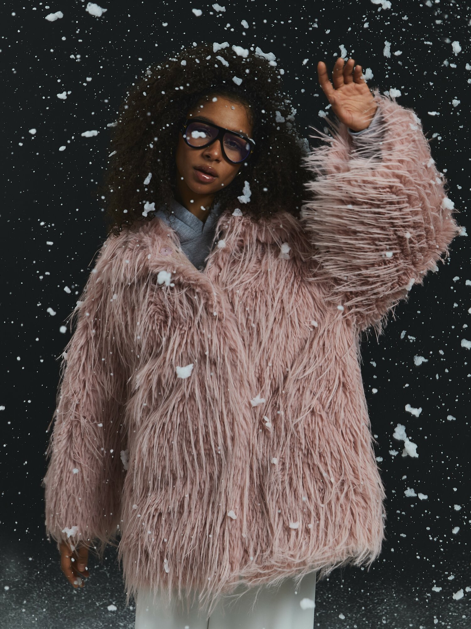 Шуба silverfox, размер 54, пудра