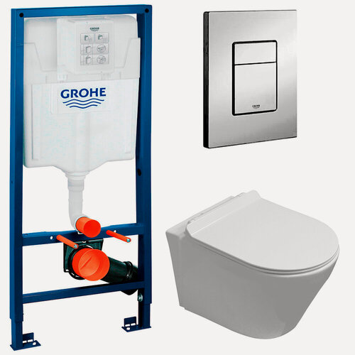 Изображение товара Инсталляция Grohe Rapid SL 38772001 + унитаз Cerutti B-2380-3 безободковый с сиденьем