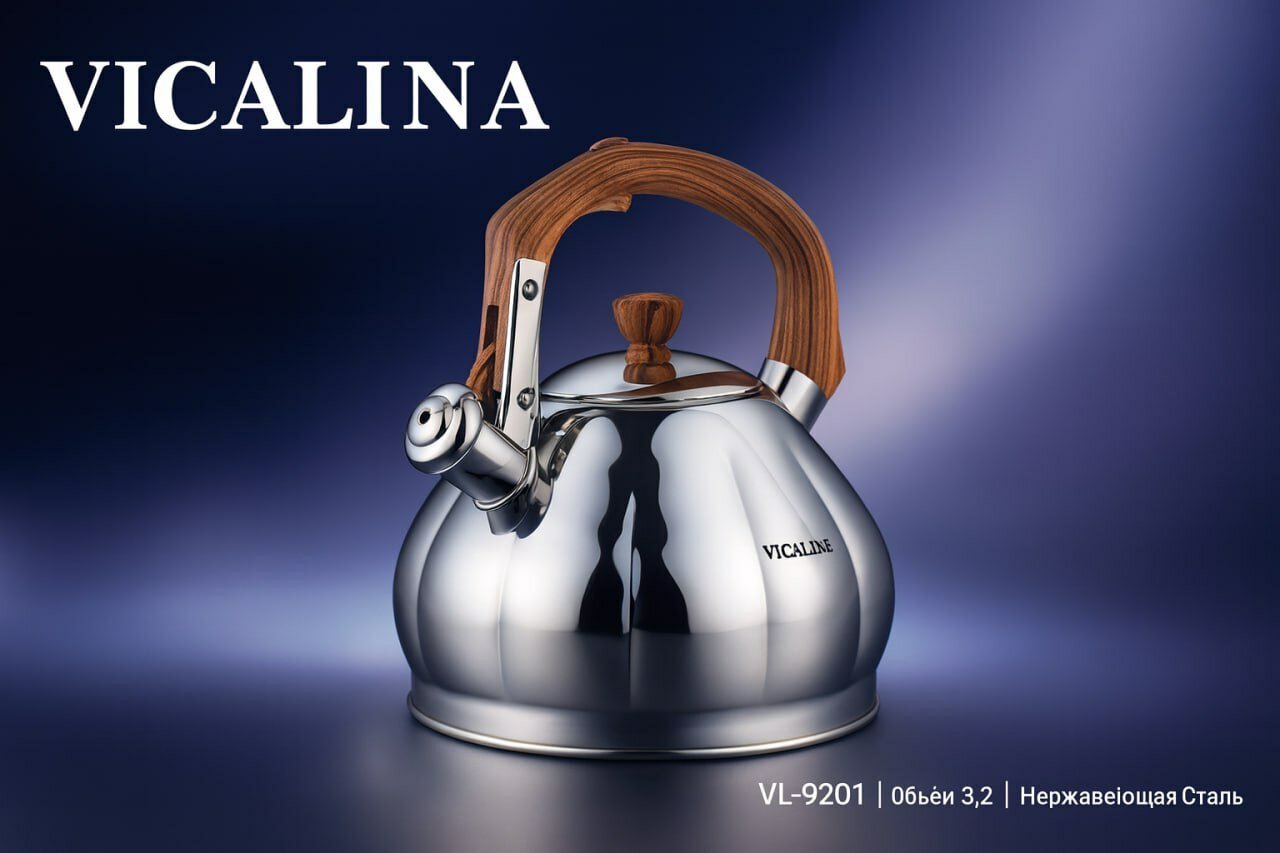 Чайник Vicalina 3.2 л — со свистком и с эргономичной ручкой для всех типов плит