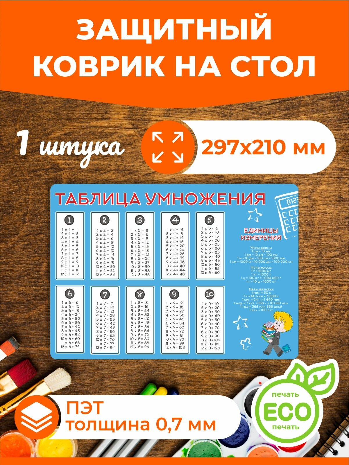 Коврик на стол детский для лепки и творчества А4 1 шт