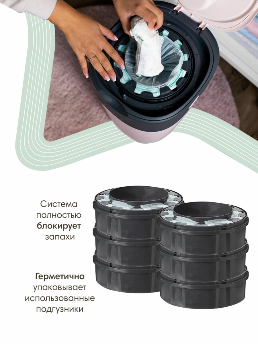 Tommee Tippee кассеты (6 шт.) для утилизатора подгузников Twist & Click — фото 1