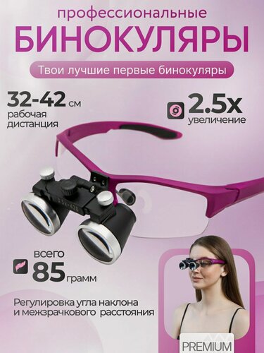 Изображение товара Лупа очки бинокулярные для стоматолога ювелира 2.5x бинокуляры