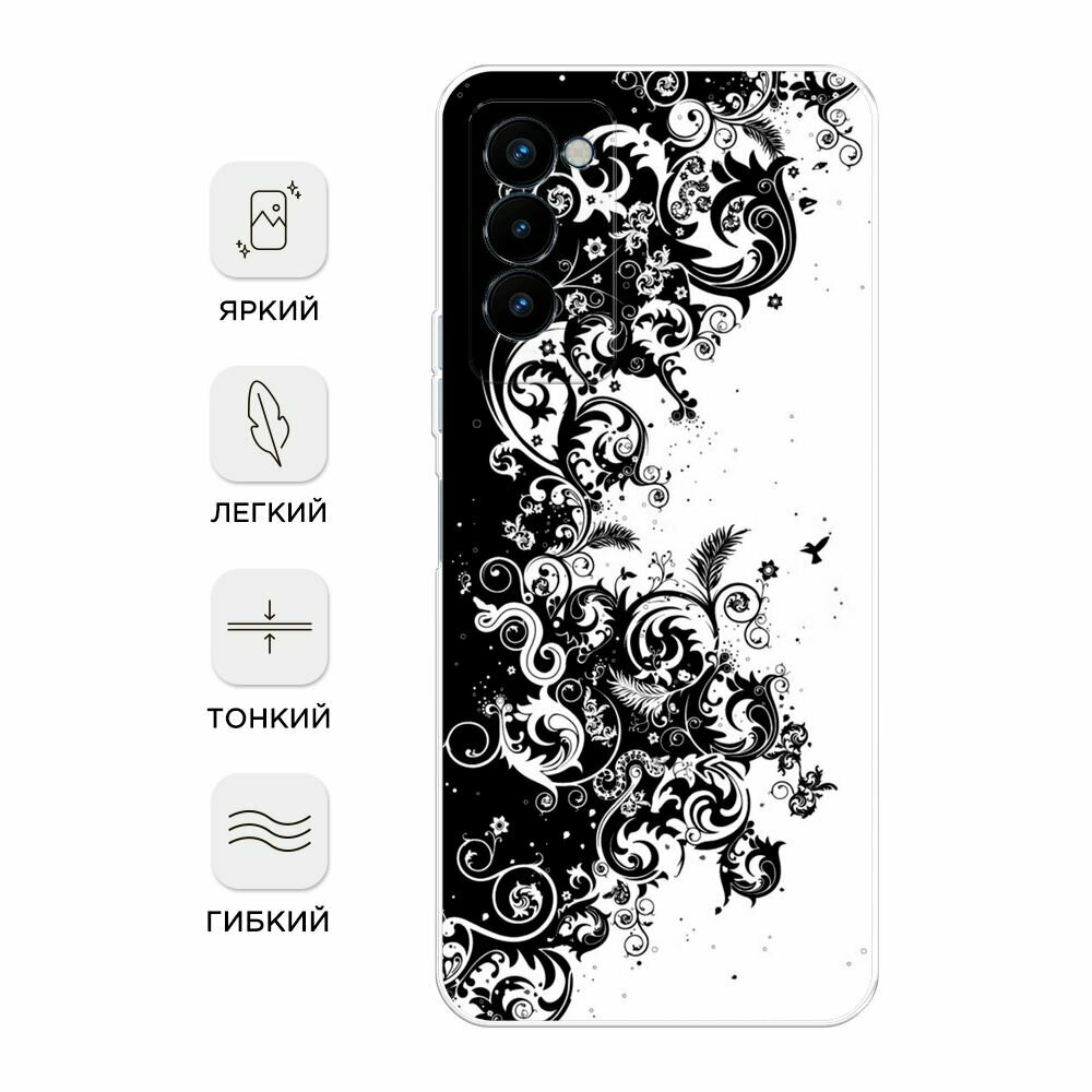 Чехол на Tecno Camon 18P / Техно Камон 18Р с принтом "Черно белый узор" — фото 1