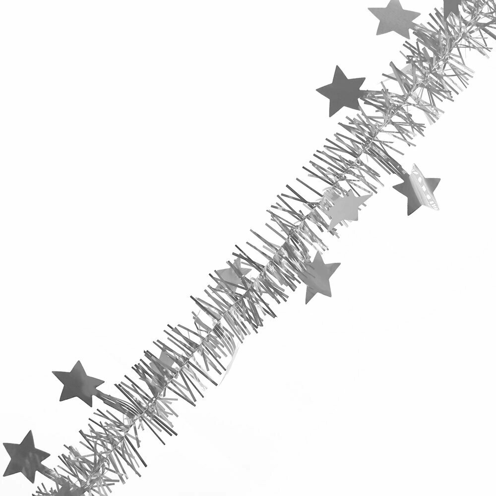 Мишура 5х200 см со звездочками серебро