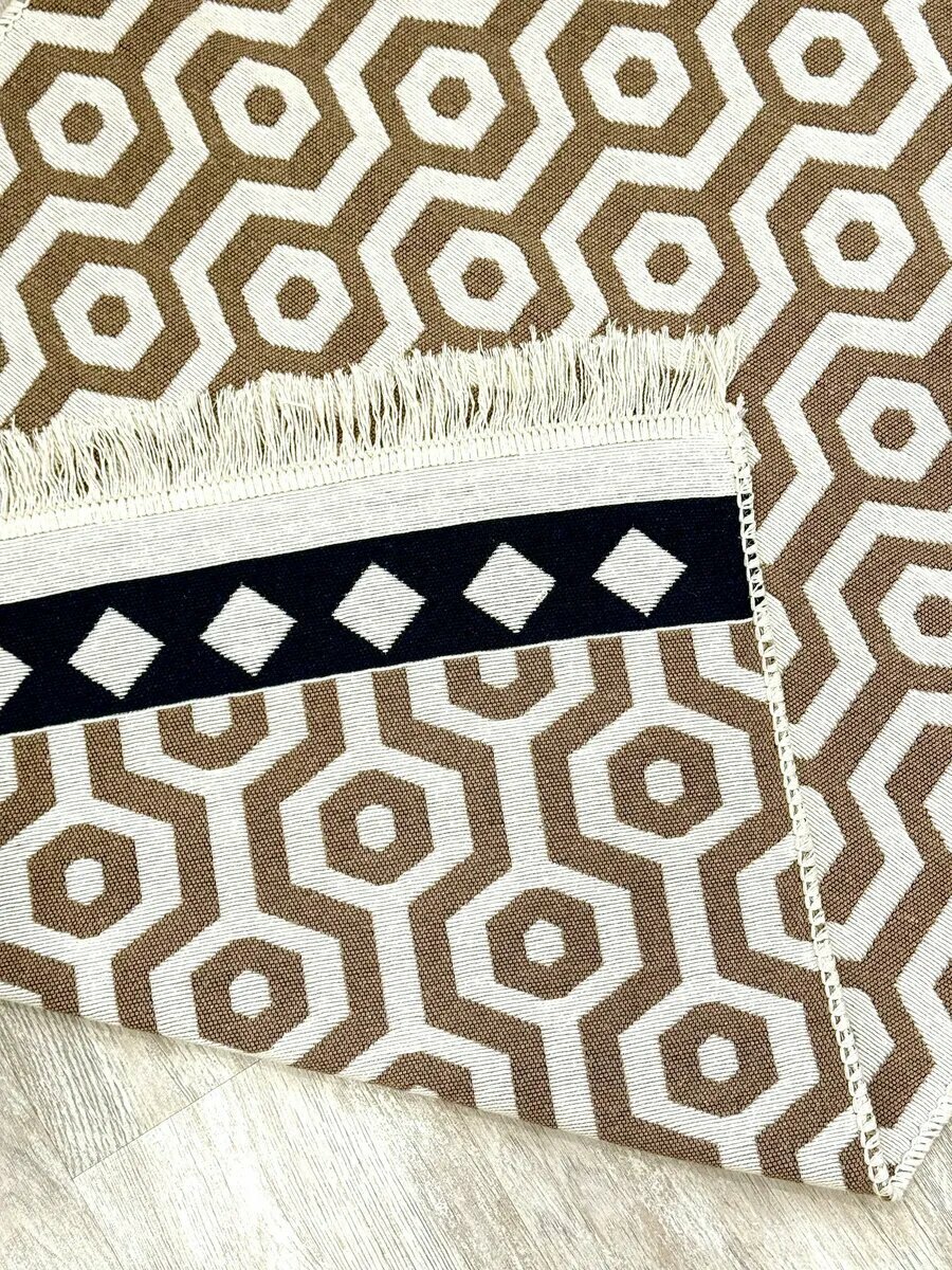 Килим хлопковый двусторонний 80х150 см, безворсовый ковер на пол, Турция — фото 1