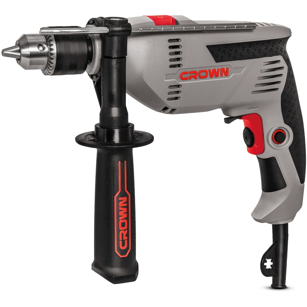 Ударная дрель Crown CT10129, 850 Вт, 13 мм патрон, реверс, регулировка оборотов, кейс