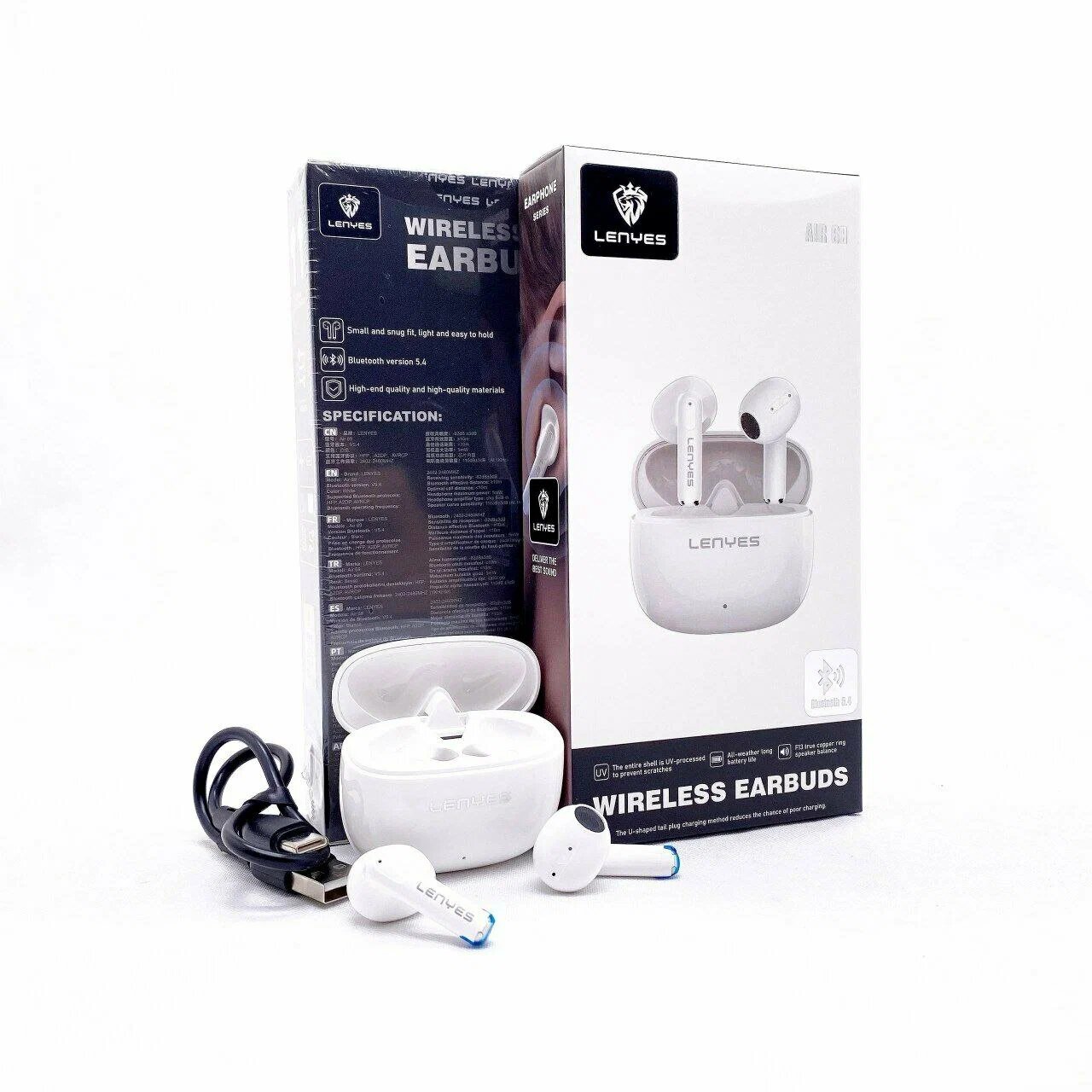 Наушники Lenyes Air69 White беспроводные Bluetooth с дизайном AirPods и премиальным звуком, оригинал