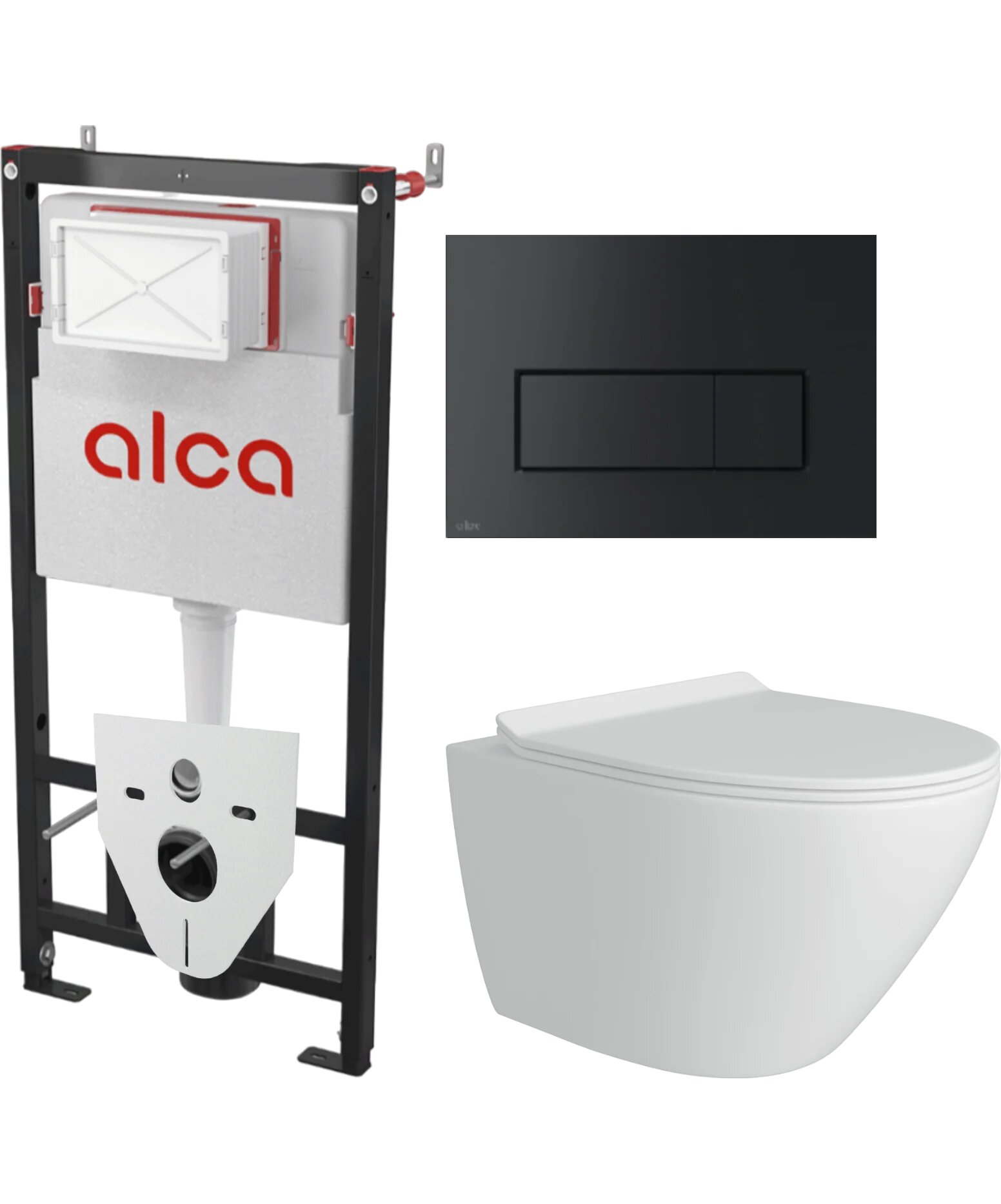 Комплект 2 в 1 Унитаз подвесной Teymi Lina Pro T40106 / Инсталляция с кнопкой AlcaPlast AM101/1120-4:1 RU M578-0001 цвет черный