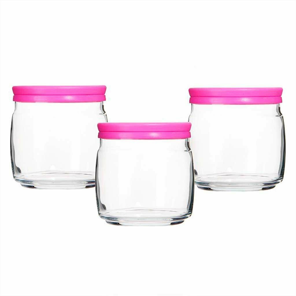Банка с розовой крышкой PASABAHCE чешни 43003 500мл 3шт 3х4 1013391