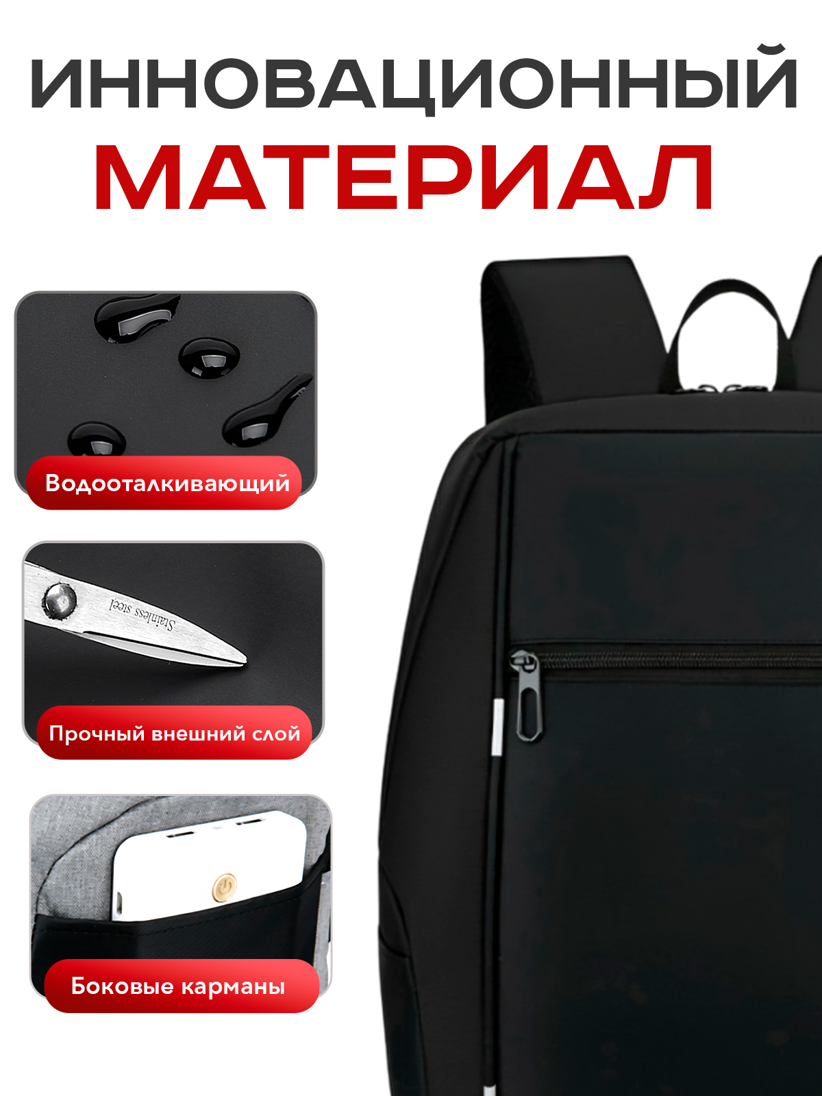 Рюкзак Milooky, полиэстер, влагонепроницаемый, USB-порт, чёрный — фото 1