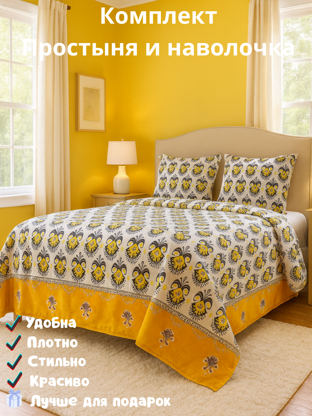 Постельное белья "Простыня и наволочка" размер евро стандарт