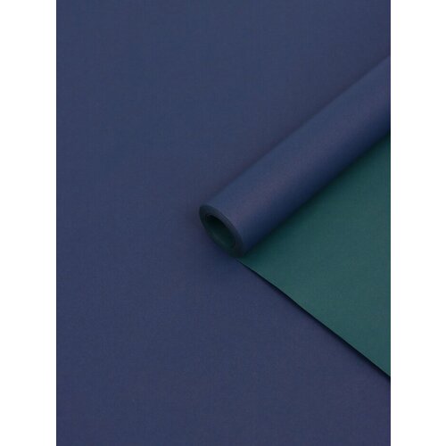 фото Бумага упаковочная крафт, двусторонняя, изумрудный, синий, 0.68×10±5% м upak land