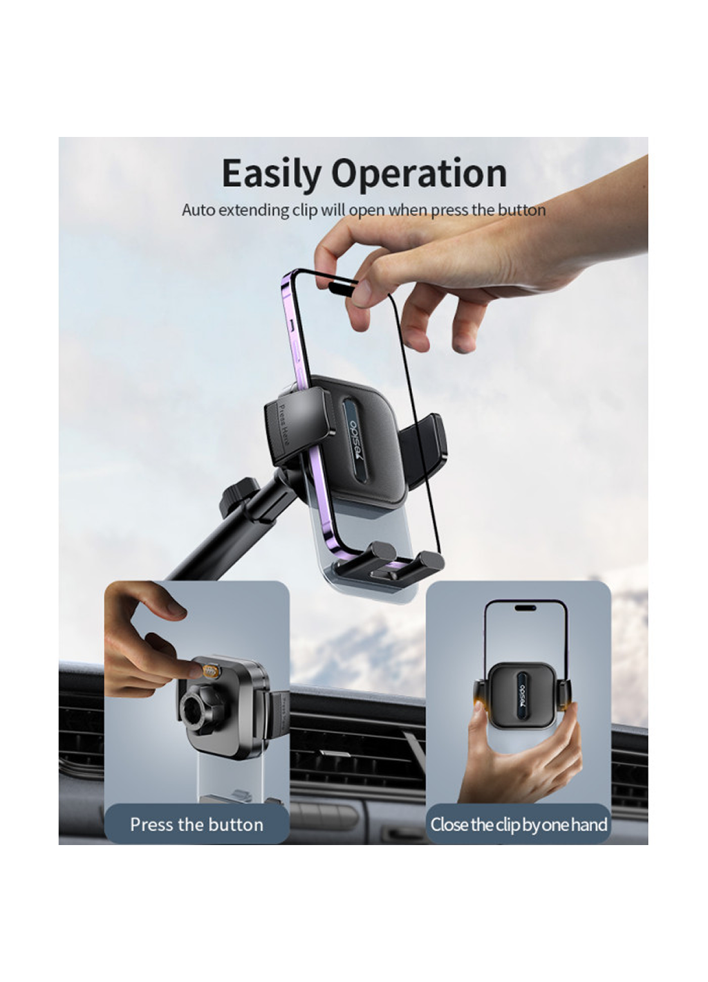 Держатель для телефона Yesido C261, вращение на 360 градусов — фото 1