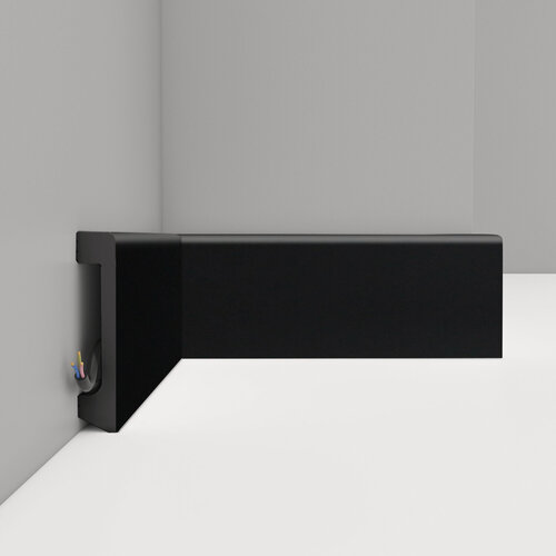 Изображение товара Плинтус дюрополимер напольный DECOMASTER (декомастер), 80х17х2400 мм, D235-116 ДМ черный матовый