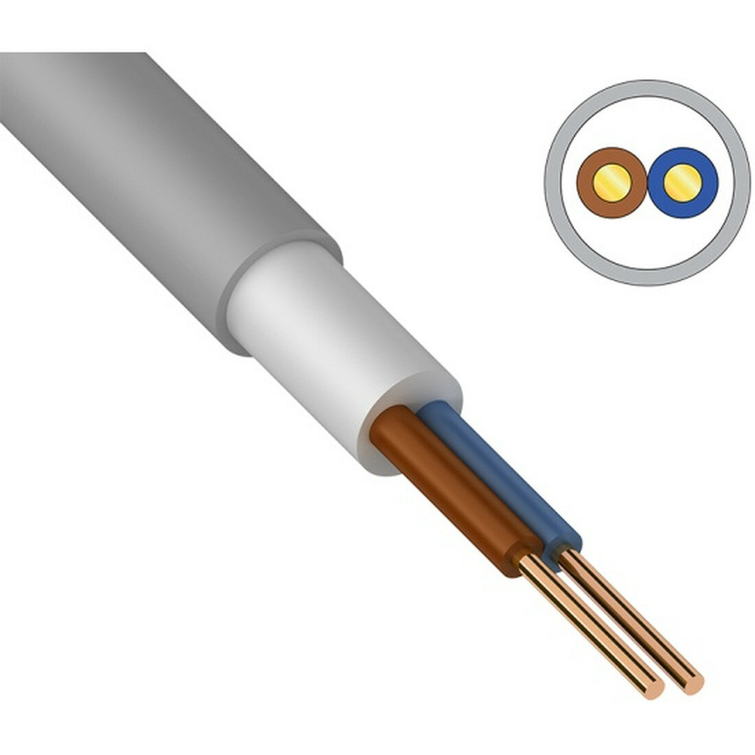 Кабель Ккз NUM-O (NYM-O) 2x15 кв. мм 100 метров медный ГОСТ 2484016