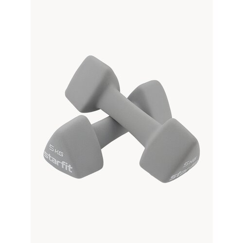Набор гантелей для фитнеса неопреновые STARFIT DB-205 5 кг, цвет серый, пара