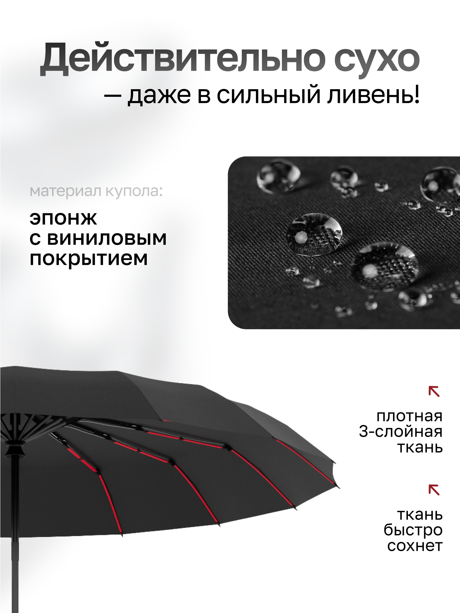 Зонт ARDECO, черный — фото 1