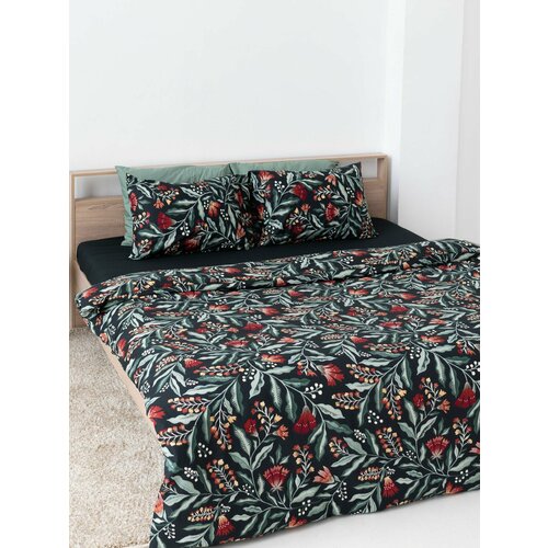 Постельное белье 1,5 сп бязь Feresa Hygge гарасу/SAMMETSBLAD, пододеяльник 150х200, наволочки 50x70 (1 шт), аналог икеа