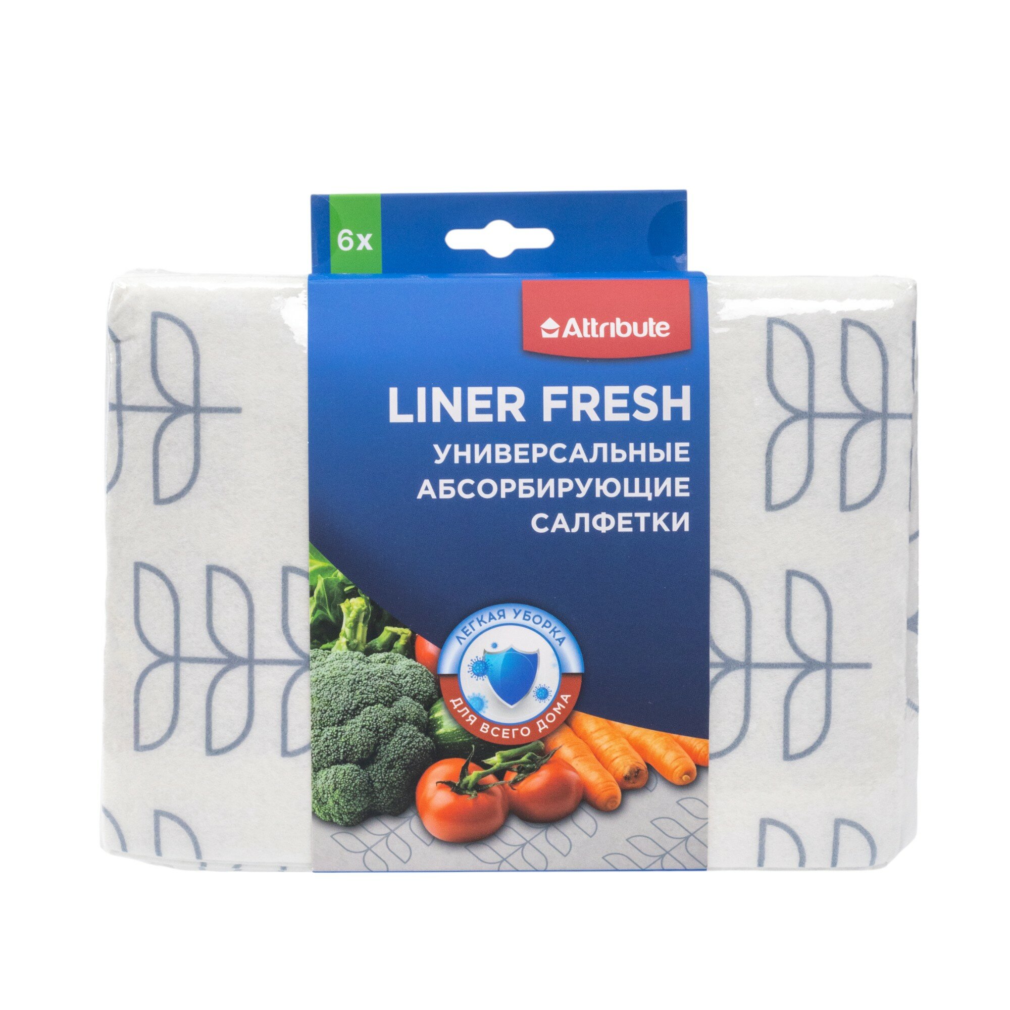 Салфетки для уборки универсальные абсорбирующие Attribute Liner Fresh, 6 шт.