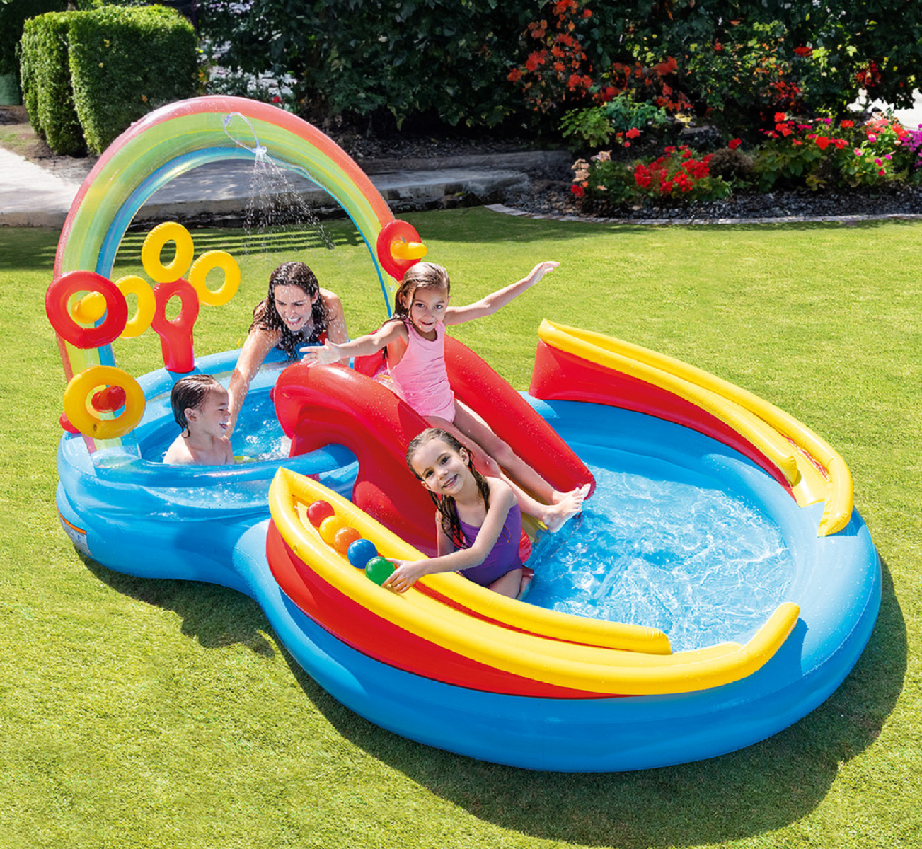 Надувной игровой центр Intex 57453 бассейн с горкой 297 x 193 х 135 см