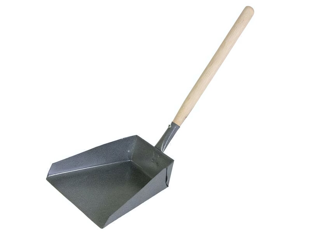 Совок хозяйственный металлический с деревянной ручкой прямоугольный антикоррозийное покрытие