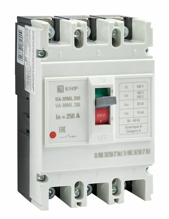 Автоматический выключатель силовой EKF 3п 250/250А 35кА ВА-99М, PROxima, mccb99-250-250mi
