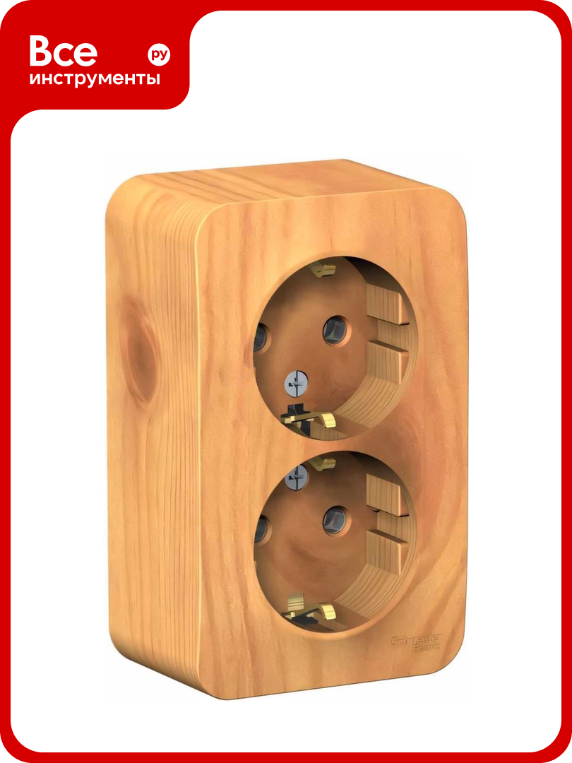 Двойная розетка Systeme Electric BLANCA О У с заземлением  без шторок  ясень BLNRA010215