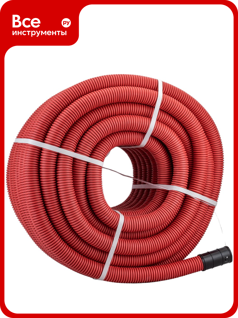 Гофрированная двустенная труба с зондом ЭРА ПНД красная d=50мм 50м Б0048280